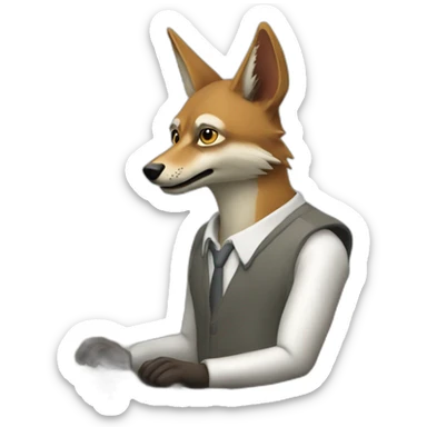 jackal-working-at-the-computer sticker