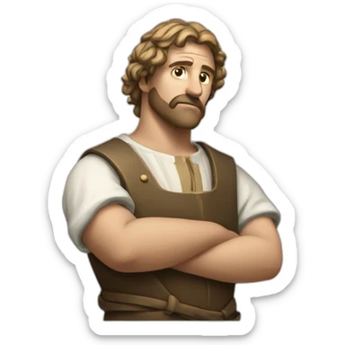 medieval innovator, thinking, concentrated, torso sticker