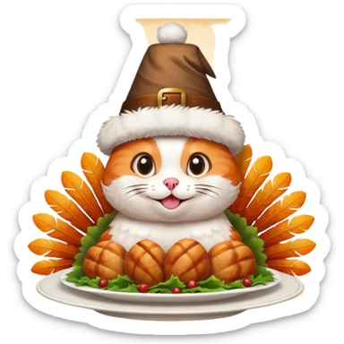 Thanksgiving turkey cat sticker