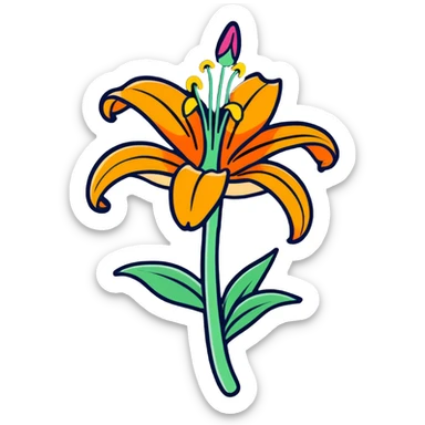 colorful tiger lily flower sticker