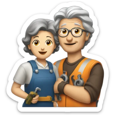 old woman teaching mechanic sticker