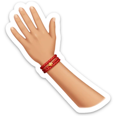 One hand with red bracelet thread  sticker
