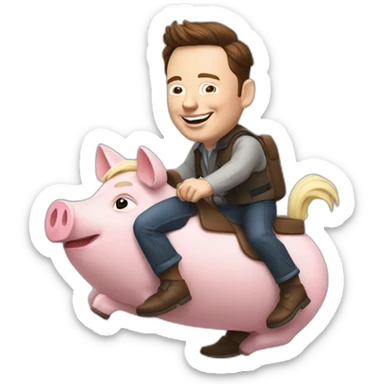 elon musk piggy ride sticker