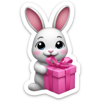 Bunnie holding a pink present  sticker