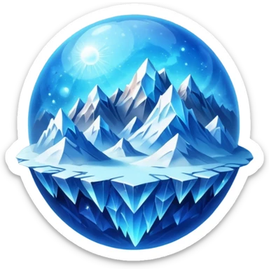 blue planet, crystal Planet, surface covered in glowing crystals mountains and dust sticker