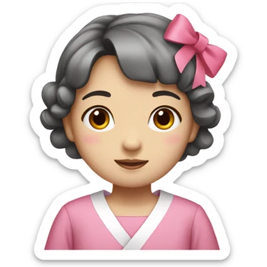 korean girl with pink bows and a pink dress sticker