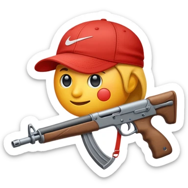 Emoji con arma y gorra Nike sticker