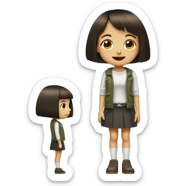 cute little girl with bob haircut looks like Mathilda from Leon movie sticker