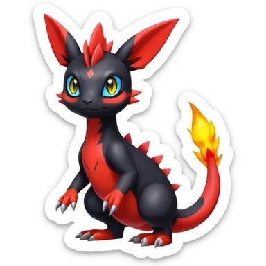 Cute Shiny Guilmon-Quilava-Salandit-Umbreon-Fakémon-hybrid-creature (full body)  sticker