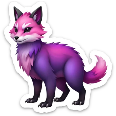 Cool Edgy Black-pink-purple-gradient badass Fionbri-Vernid-animal-creature full bodyd sticker