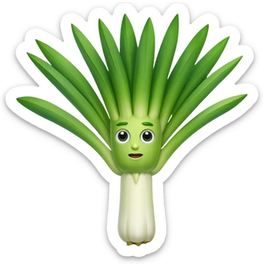 a leek with arms and eyes sticker