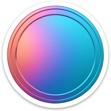 
One  Rotate 45 degree 3d credit coin color in in gradient of turquoise, blue, pink, purple, and coral sticker