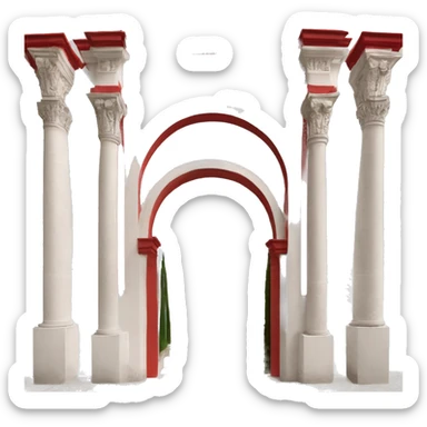 arco de herradura de color blanco y rojo con sus dos columnas de la mezquita de cordoba sticker