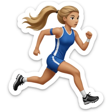 Long Haired Football Players, Female player with ponytail running sticker