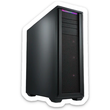 Black mid-tower case with RGB sticker