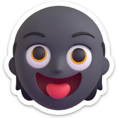 face with open mouth, darkened grey outline above the eye, no red freckles below the eyes, keep all other colors the same, 3D emoji style sticker