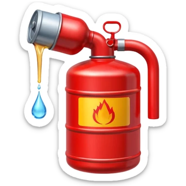 red gasoline canister plain pouring drops of diesel no fire sticker