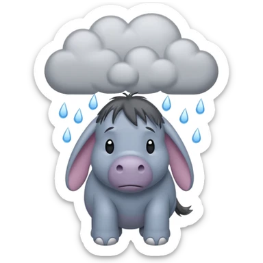 Eeyore under a raining cloud sticker