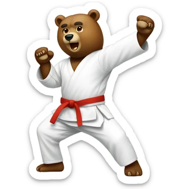 Bear doing karate sticker