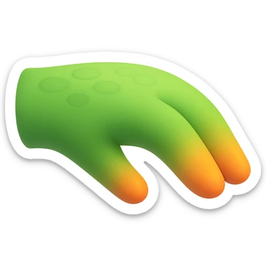 Side view of a simplified, cute lizard hand, palm facing down like the 🫳 emoji, rounded fingers, subtle scales, no background. sticker