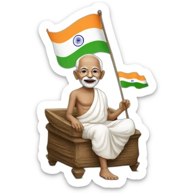 mahatama gandhi with indian flag sticker