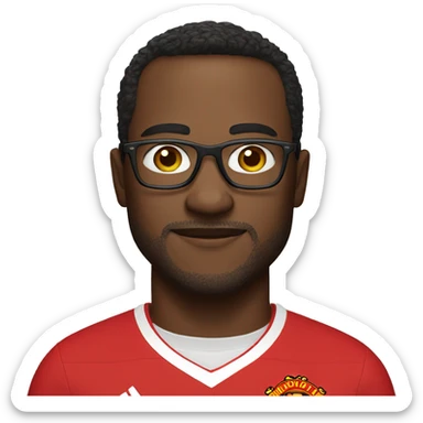 A man with glasses and wear manchester United shirt sticker