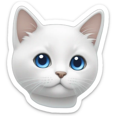 mignon chat blanc aux yeux bleu sticker