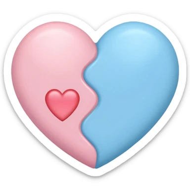 a heart with pastel blue on one side and pastel pink on the other sticker