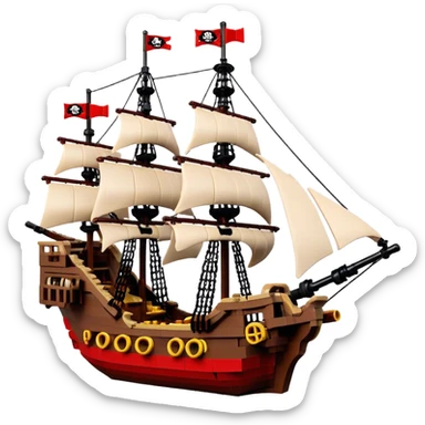 Pirate Ship (Toy) - Lego Pirate Ship (Model Year: 2021) (Iconic colour: Brown with red sails) sticker