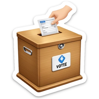 ballot box with voting slip being inserted sticker