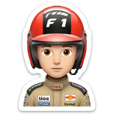 f1 driver with helmet on sticker