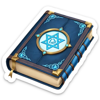 Spell Book – Old leather book with glowing runes and bookmarks sticker