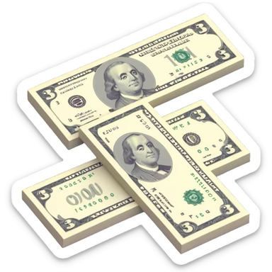 three dollar bills sticker