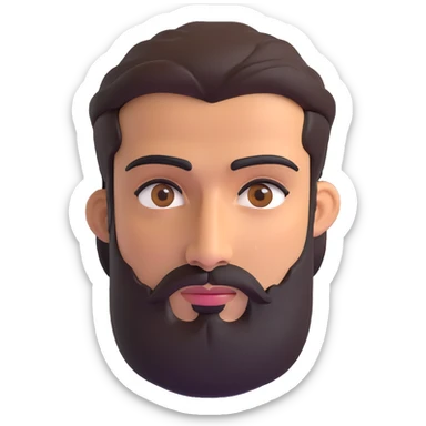 middle eastern man with medium length beard, unibrow, tan skin, and dark brown eyes sticker