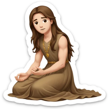 Submissive man on knees wearing female clothes sticker