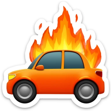 Car on fire sticker