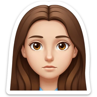 girl with long brown hair and sweat on her forehead sticker