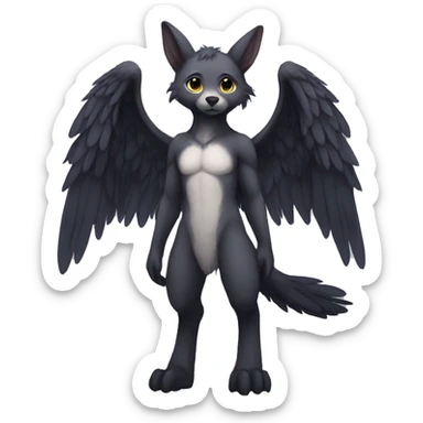 Anthro shy cute winged animal hybrid full body sticker