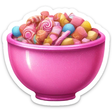 Pink bowl of candy with glitter  sticker