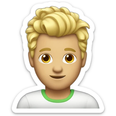 Man wearing Apple logo shirt with blonde faux hawk hair working in QA sticker
