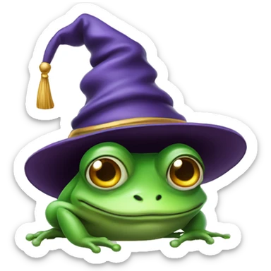 Wise old frog in a wizard hat sticker