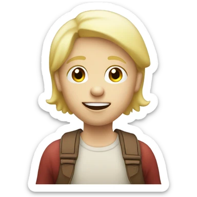talking blond child with speech bubble near sticker