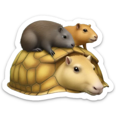 two capybaras on a turtle sticker