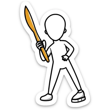 A paintbrush transforming into a metallic human silhouette, symbol of artistic identity sticker