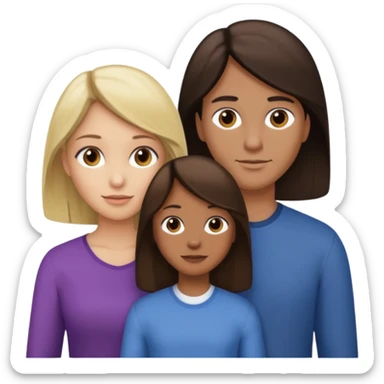 Familia : Hombre pelo oscuro, Mujer pelo cafe, hija mayor pelo mono , hija menor pelo oscuro. sticker