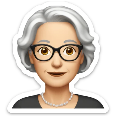 70 years old girl
Short brown hair with bob styling
light skin small
glasses with refined frame
Brown eyes with cat eye liner sticker