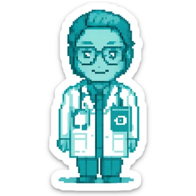 An eye doctor emoji in pixel-art style with a cyan color sticker