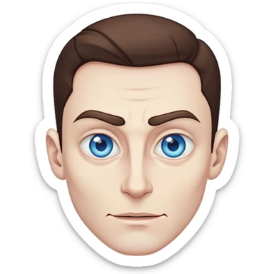 Man IOS, Blue eyes, pale skin, heterochromia, brown hair, extreme cheekbones, sharp jawline, evil smirk sticker