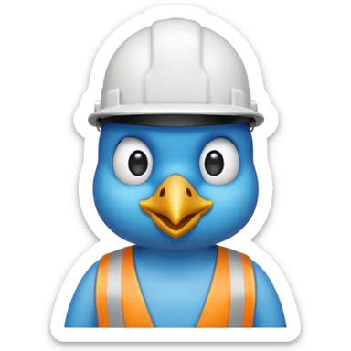 twitter bird wearing a hardhat sticker