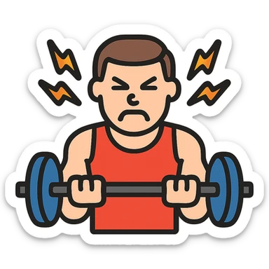 a sportsman is making a great effort lifting weights experiensing the pain sticker